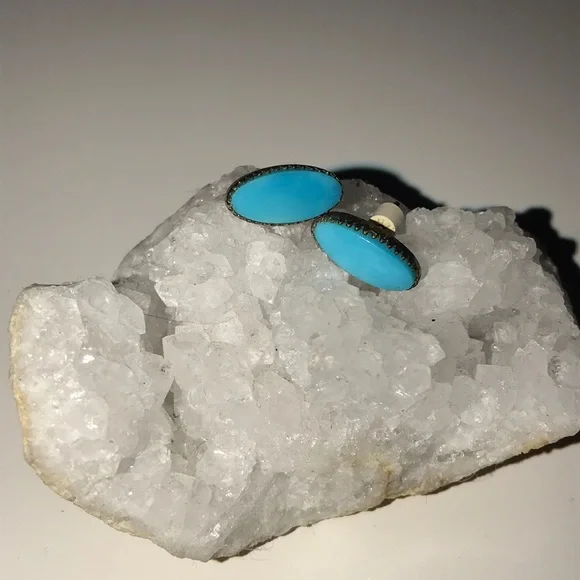 Sleeping Beauty Turquoise Sterling Earrings - Picture 6 of 6